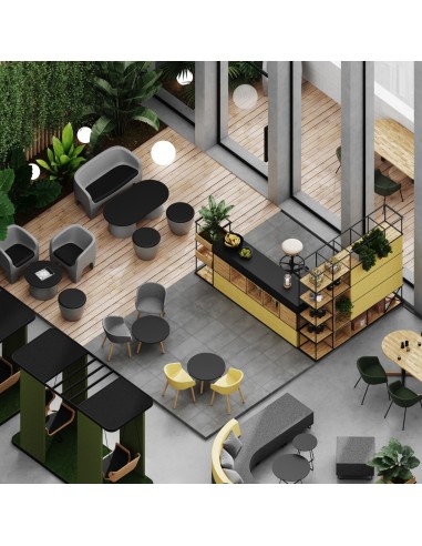 Espace collaboratif avec chaises design Oxco small confort et esthétique