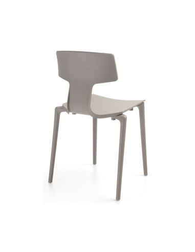 Dos de la chaise Split grise avec structure en plastique empilable pour terrasses et espaces de restauration