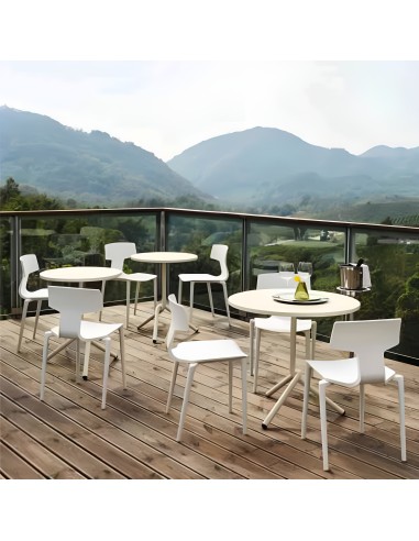 Chaise de réunion polyvalente empilable pour collectivités et usage extérieur en terrasse Split