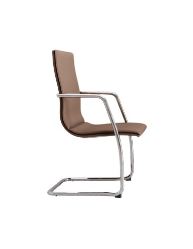 Chaise de conférence piétement luge en cuir design - Athena - Las Mobili