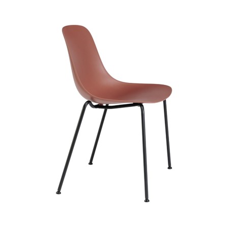 chaise Pure Loop Mono rouge brique en plastique avec piètement noir – vue de profil