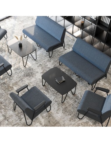 Vue d’ensemble table basse bois et métal noir - Clip