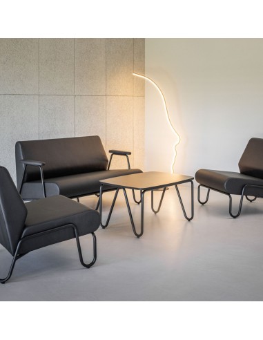 Table basse design bois et métal noir pour salon contemporain - Clip