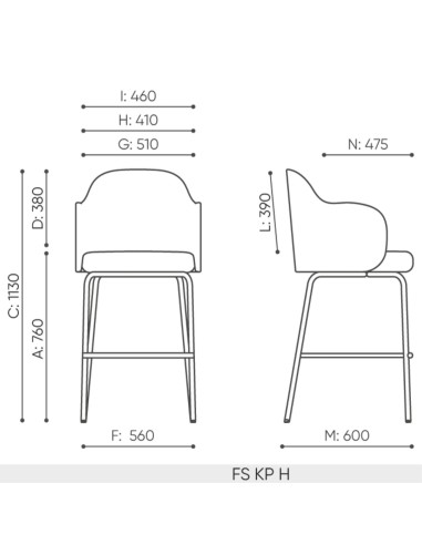 Schéma technique chaise haute FS KP H dimensions