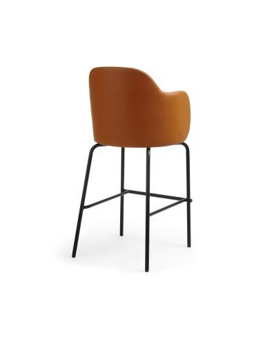 Vue de dos de la chaise haute pour bars et tables 110cm Flos en cuir orange