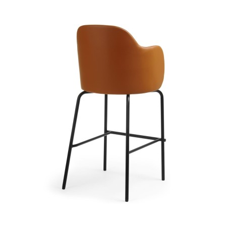 Vue de dos de la chaise haute pour bars et tables 110cm Flos en cuir orange