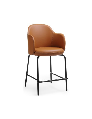 Chaise haute confortable pour table de bar 900 mm Flos en cuir orange