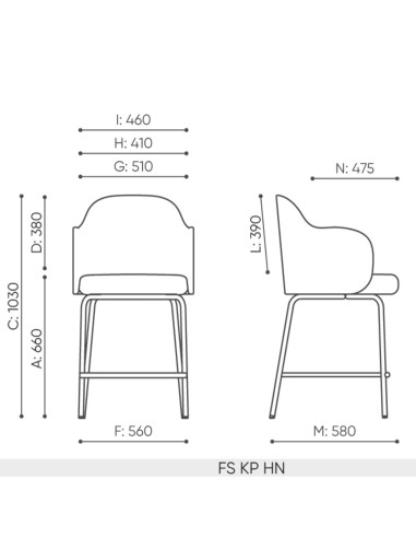 Schéma technique chaise haute FS KP HN dimensions