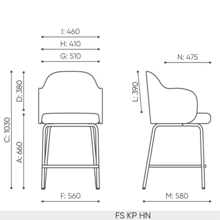 Schéma technique chaise haute FS KP HN dimensions