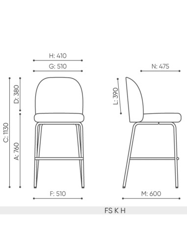 Schéma technique chaise haute FS K H dimensions