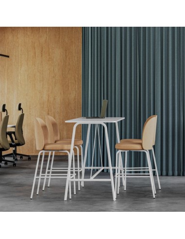 Chaise haute avec dossier pour tables 900mm avec assise rembourrée design Flos