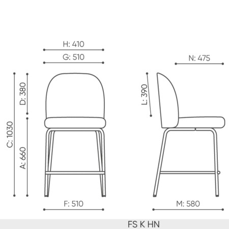 Schéma technique tabouret de bar FS K H dimensions