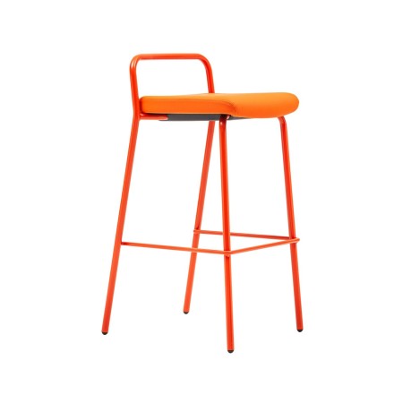 Chaise haute orange en métal avec coussin confortable design Momo pour entreprises vivantes