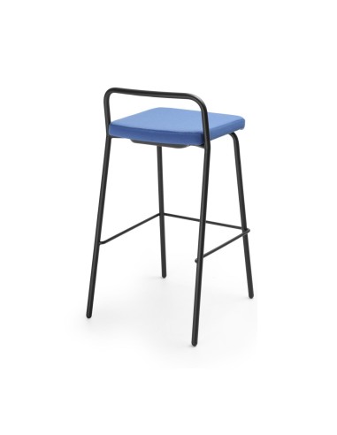 Vue de dos de la chaise haute pour tables 1100mm avec coussin et structure métallique personnalisable