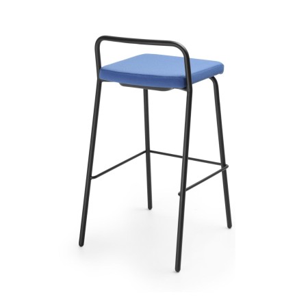 Vue de dos de la chaise haute pour tables 1100mm avec coussin et structure métallique personnalisable