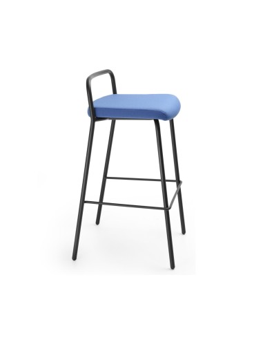 Vue de profil du tabouret Momo High avec pieds en métal et assise coussin pour tables hautes et bars
