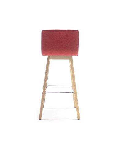 Tabouret haut Orte structure bois quatre pieds et assise en velours de dos