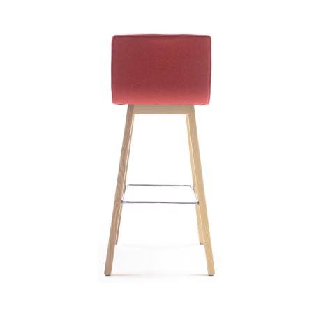 Tabouret haut Orte structure bois quatre pieds et assise en velours de dos