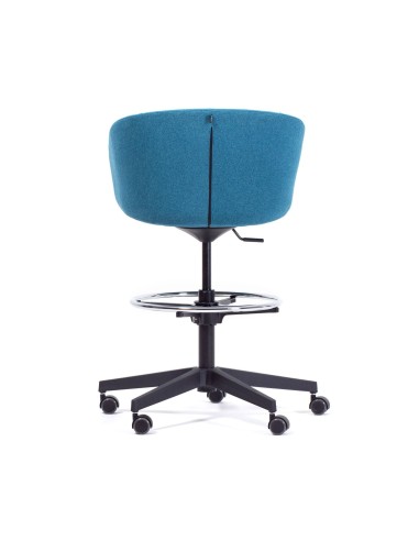 Chaise haute design avec base 5 branches sur roulettes Oxco small de dos