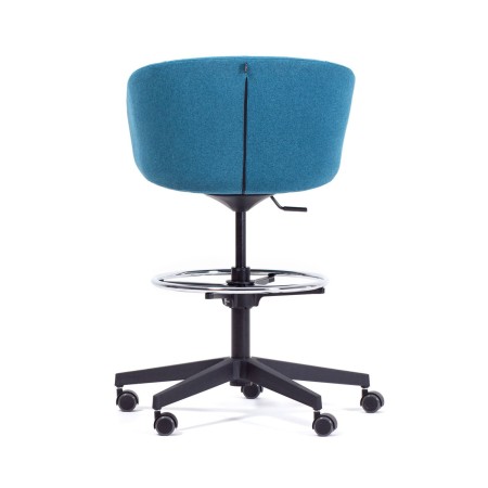 Chaise haute design avec base 5 branches sur roulettes Oxco small de dos