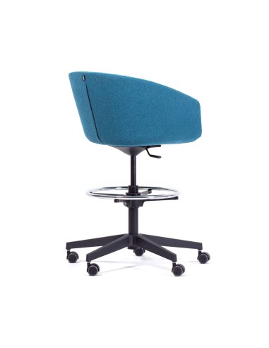 Chaise haute pivotante avec roulettes Oxco small en bleu de dos
