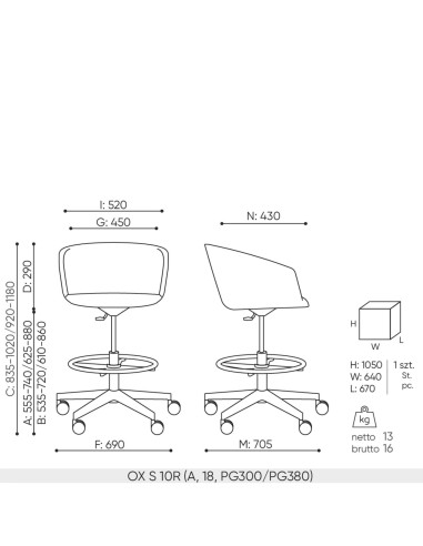 Schéma technique OX S 10R dimensions