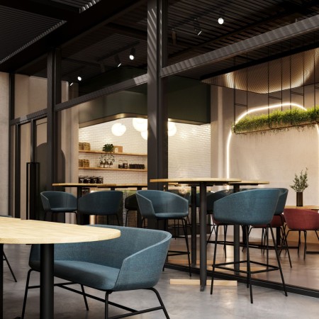 chaise haute confortable au design contemporain Oxco en salle de pause entreprise suisse