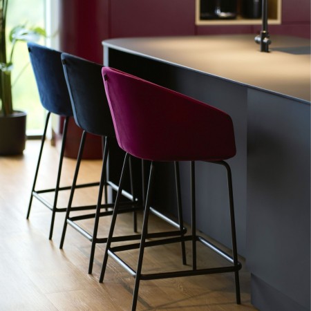 Chaise haute professionnelle pour restaurant et coworking Oxco en bleu 2