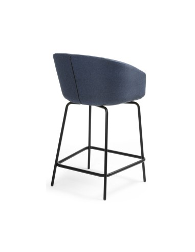 Chaise haute rembourrée design pour table haute 900 mm bleue de dos Oxco