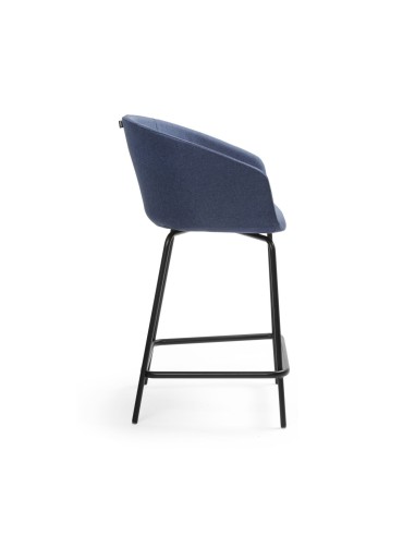 Chaise haute rembourrée pour table 900 mm Oxco bleu de profil