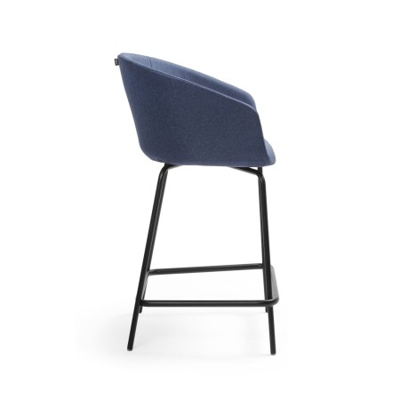 Chaise haute rembourrée pour table 900 mm Oxco bleu de profil