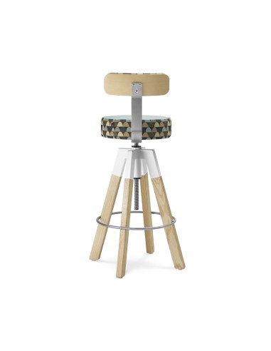 Tabouret de bar Spin SN W HB1 bois massif et acier de dos