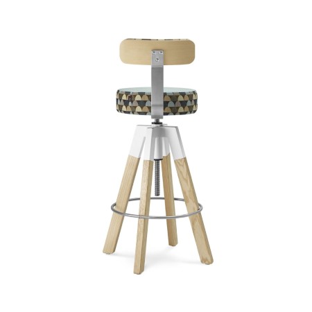 Tabouret de bar Spin SN W HB1 bois massif et acier de dos