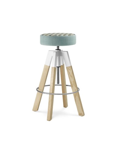 Chaise haute industrielle avec pieds en bois réglable Spin colorée