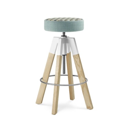 Chaise haute industrielle avec pieds en bois réglable Spin colorée