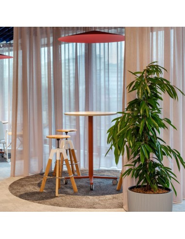 Chaise haute industrielle bois et métal avec assise en bois clair Spin