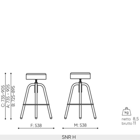 Tabouret bar réglable loft tissu et métal pour restauration - Spin