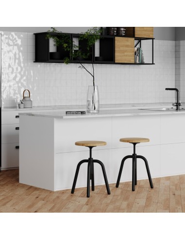 Comptoir avec tabourets réglable à vis en métal avec assise en bois Spin pour entreprises en Suisse