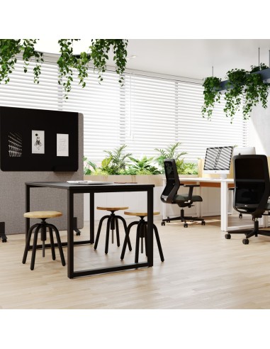 Tabouret Spin en métal design avec assise simple en bois pour espace de convivialité en entreprise