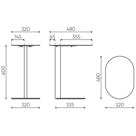 Table d’appoint 60 cm avec plateau bois chêne - Ovall