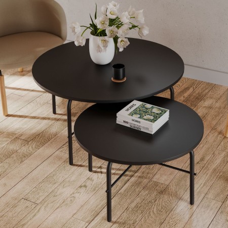 Table basse ronde avec plateau noir mat - Flos