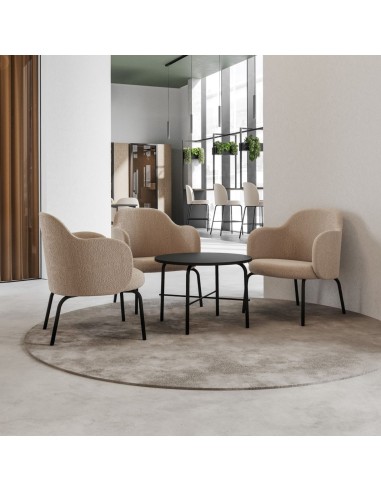 Table basse ronde près de canapé tissu - Flos