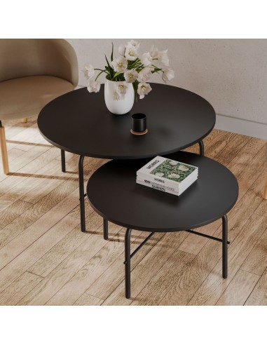 Table basse ronde avec double plateau noir - Flos