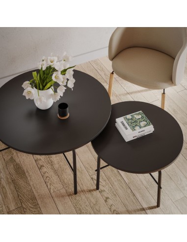 Table basse ronde vue du dessus avec accessoires - Flos