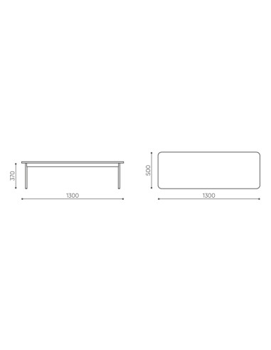 Schéma des dimensions de la table basse rectangulaire - Fora