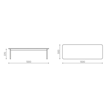 Schéma des dimensions de la table basse rectangulaire - Fora