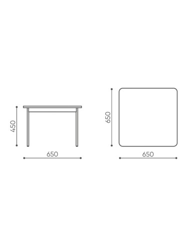 Schéma des dimensions de la table basse rectangulaire - Fora