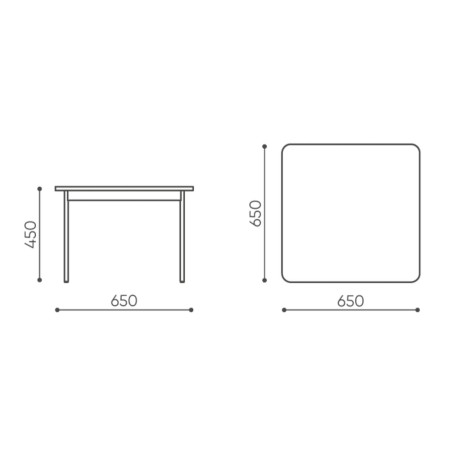 Schéma des dimensions de la table basse rectangulaire - Fora