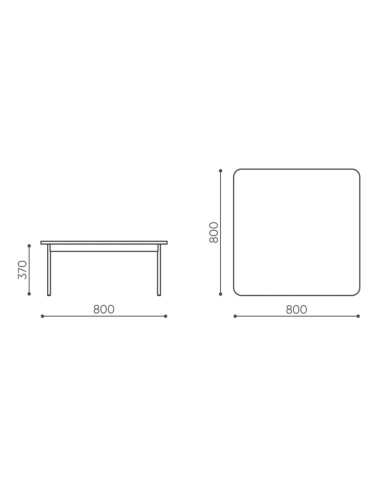 Schéma des dimensions de la table basse rectangulaire - Fora