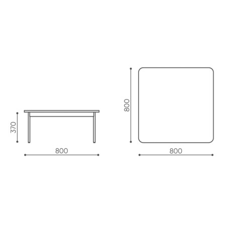 Schéma des dimensions de la table basse rectangulaire - Fora